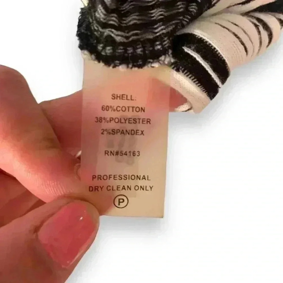 Calvin Klein Sleeveless Black and White Striped Stretch Bodycon Dress - Picture 16 of 16